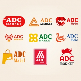 Set of food shop store market logo template vector image