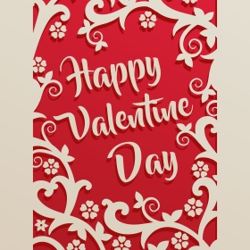 Free happy valentine card with floral ornaments