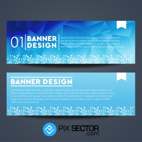 Blue color abstract polygonal banners
