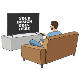A man watching TV PSD Mockup