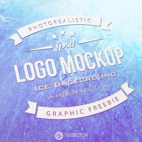 Free realistic logo mockup ice background