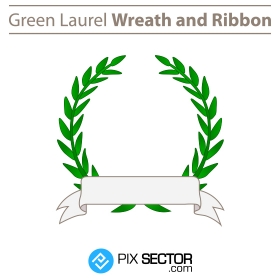 Free green laurel wreath and ribbon