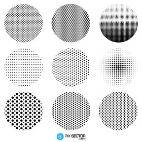 Radial halftone circle dot pattern vector art