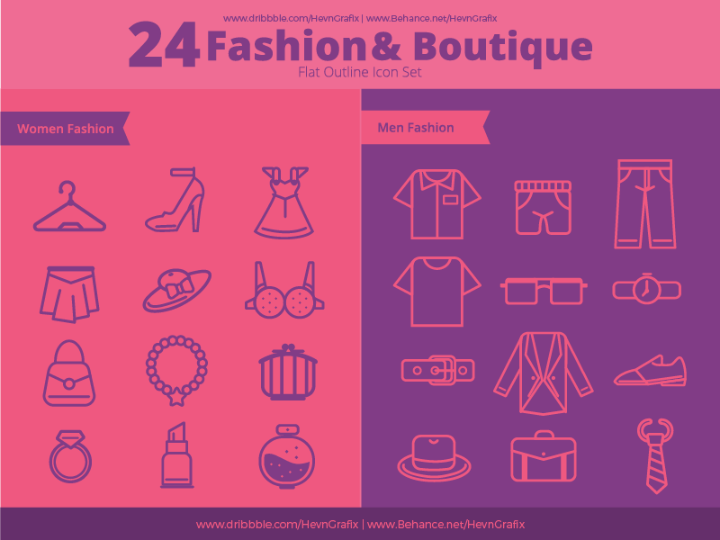 Fashion and boutiqe line icon set