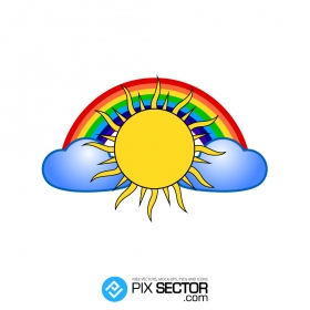 Sun And Rainbow free vector