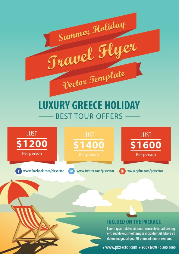 Summer holiday travel flyer template