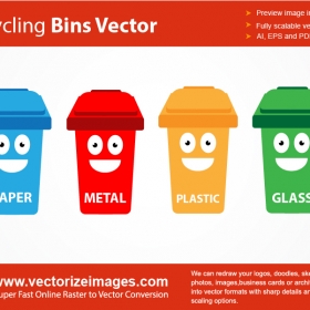 Recycling Bins And Containers Vector Art