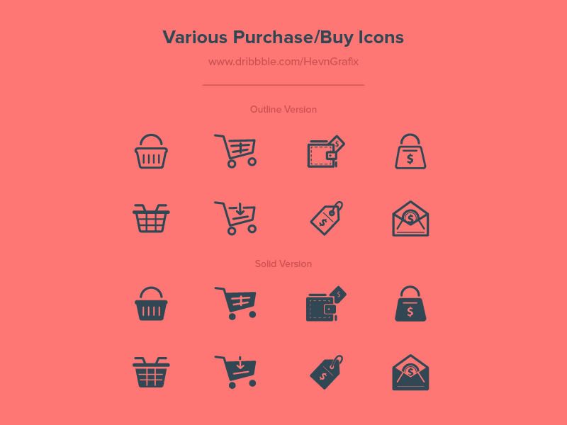 Various outline purchase icons