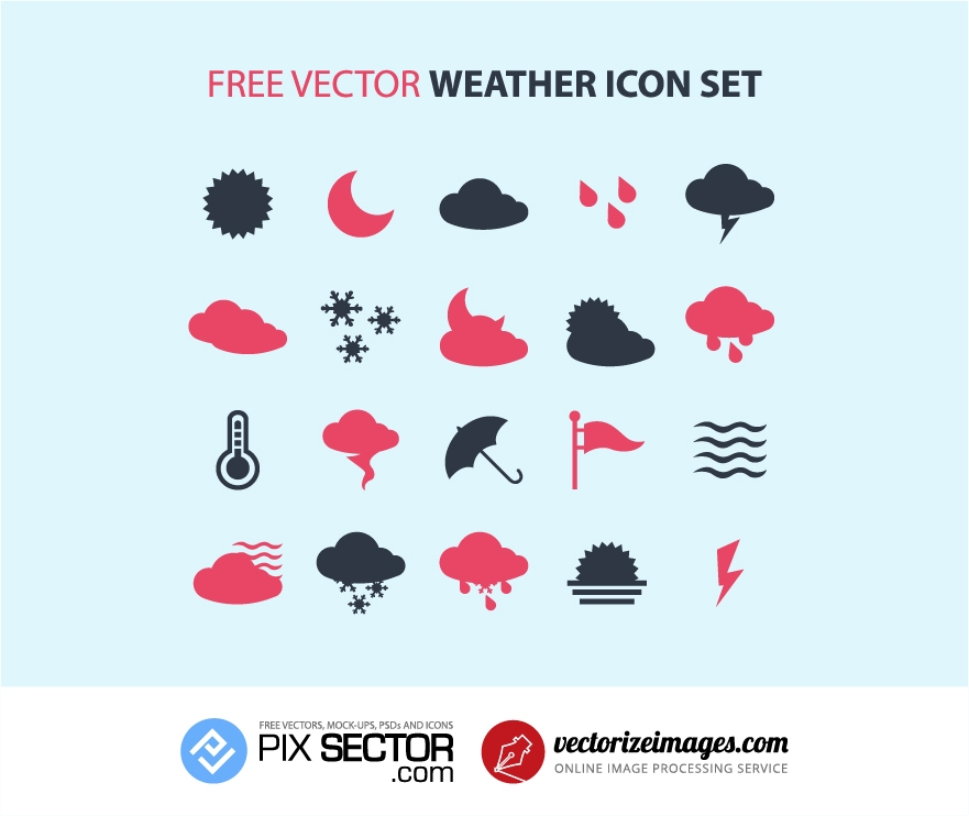 Weather vector icon set free