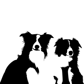 Free vector black and white dog illustration 