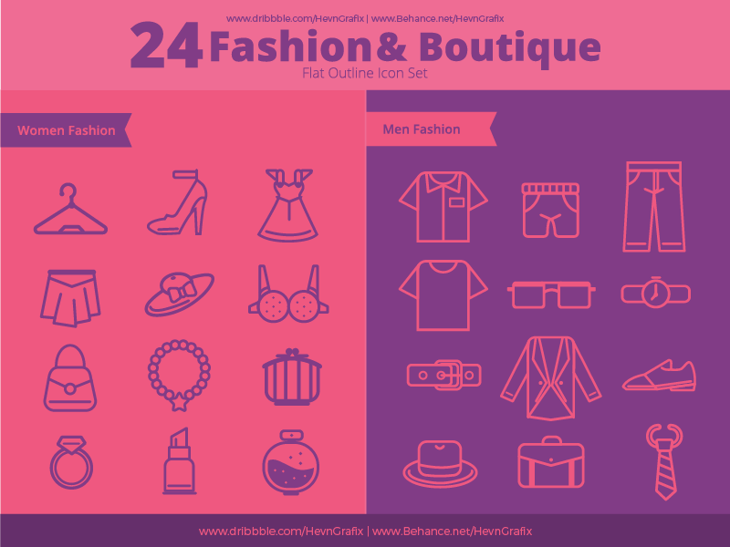 Fashion And Boutiqe Line Icon Set