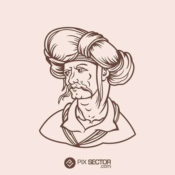 Old Turkish Warrior Free Vector